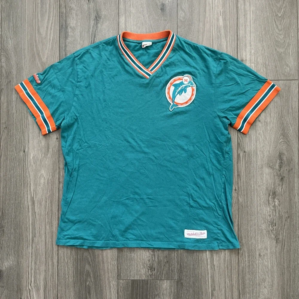 Mitchell & Ness NFL Throwbacks T Shirt Green Orange Short Sleeve Mens XL